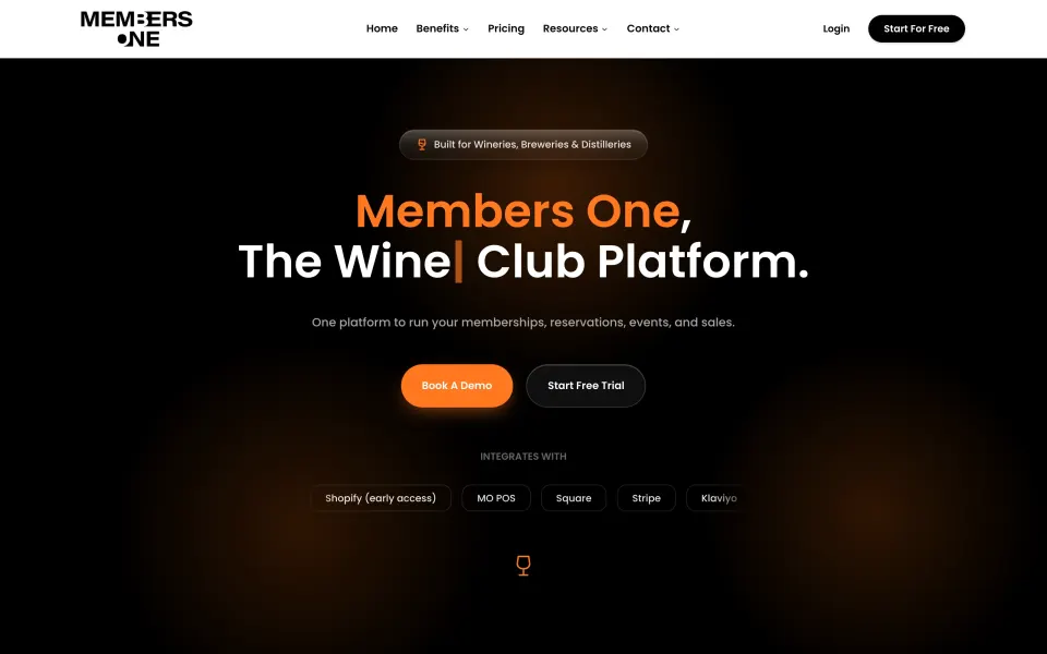 The public homepage of the wine club platform webgrid built